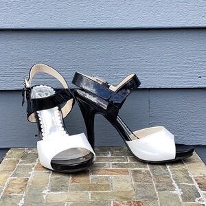 Madeline Elegant Black and White Women's Heels Size 6.5